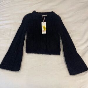 NWT GB girls fluffy Black Knit Sweater